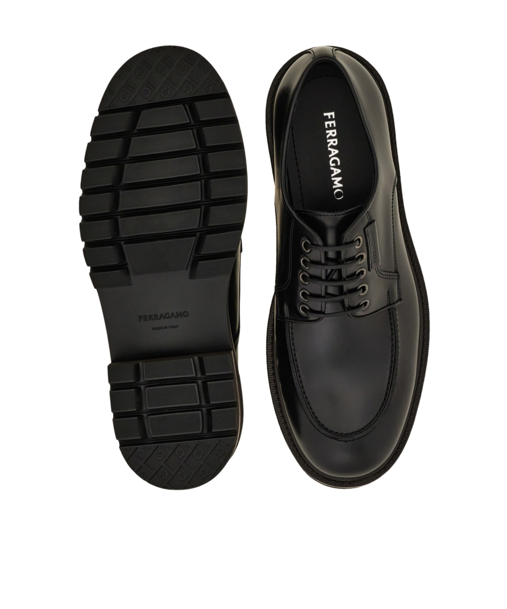 Ferragamo Derby Shoe In Black