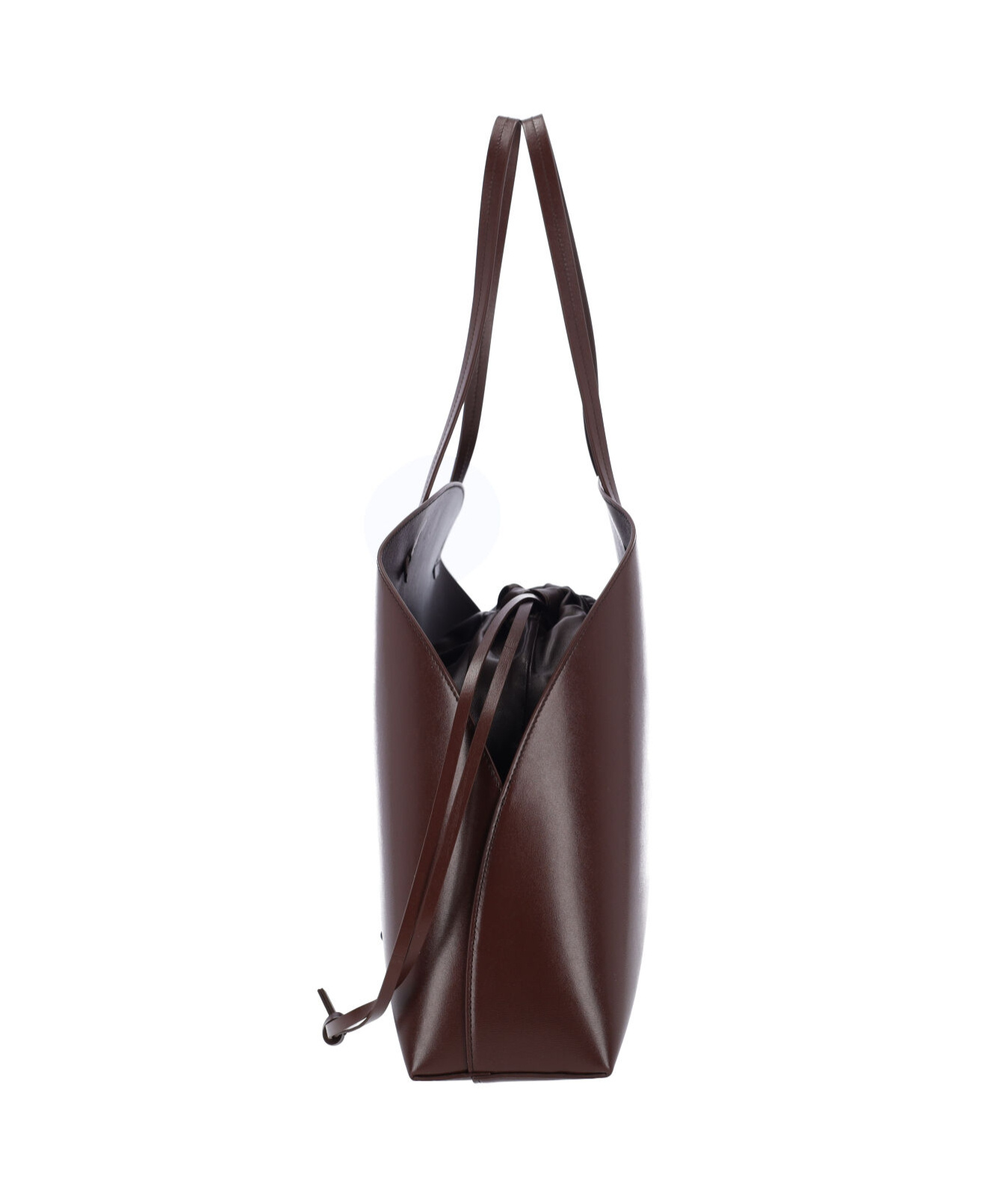 Jil Sander Logo Printed Drawstring Shoulder Bag In Brown