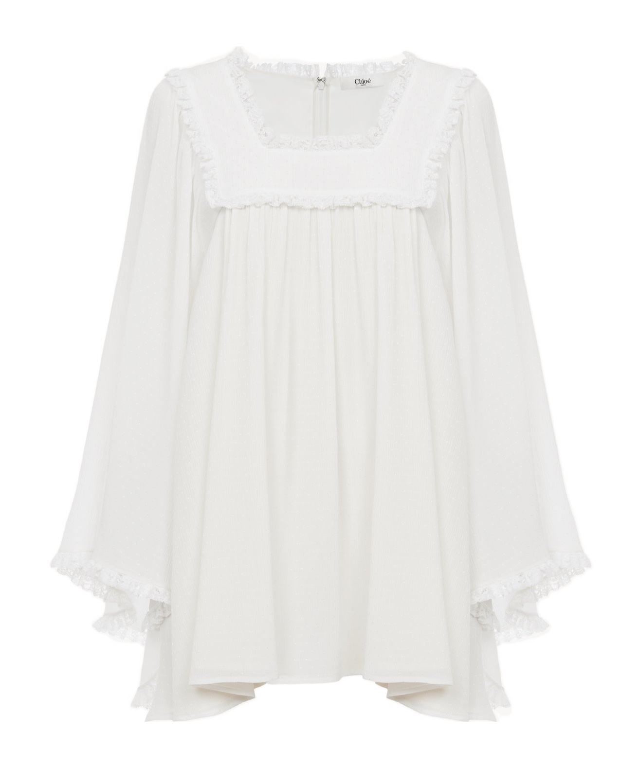 Chloé Silk Organza Top In White