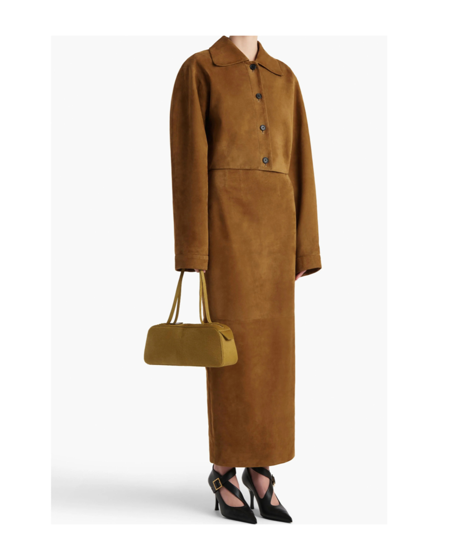 Khaite Loxley Long Pencil Leather Skirt In Brown