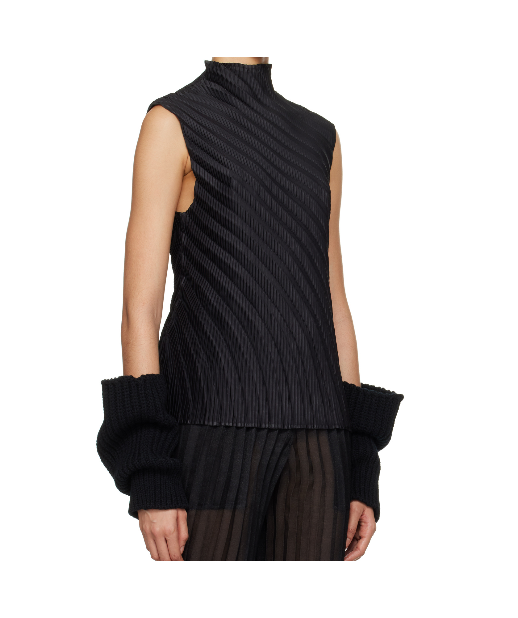 Shop Issey Miyake Turtleneck Vest In Black