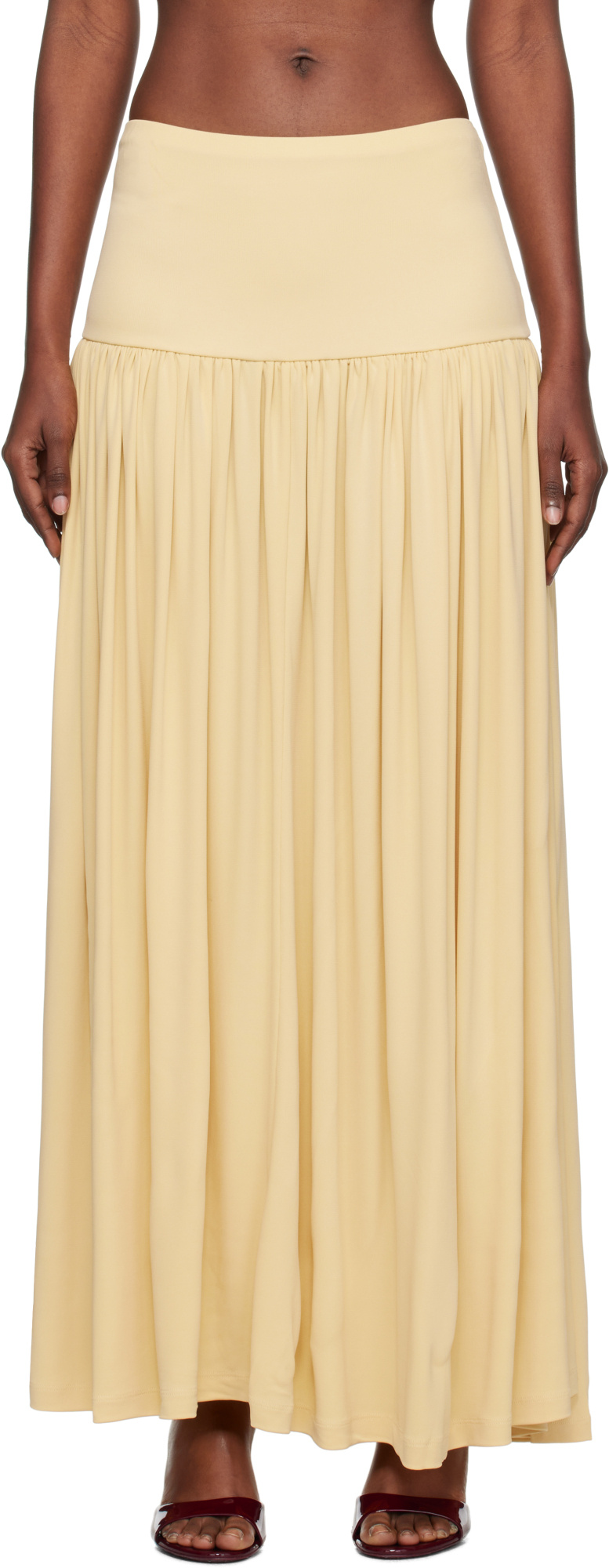 Aya Muse Gathered Jersey Maxi Skirt In Brown