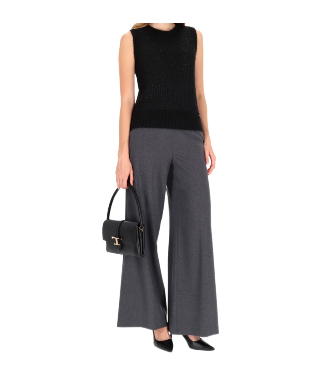 Herno Metallic-detail Cropped Knit Top In Black