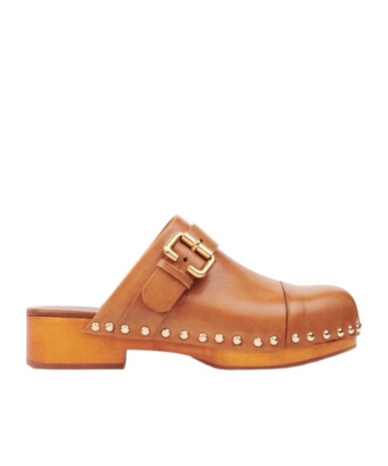 Chloé Calfskin Mules Bold Wooden Platform