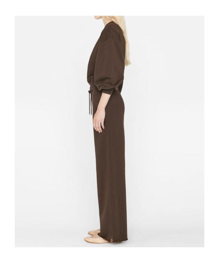 Frame Lantern Sleeve Crewneck Sweatshirt In Brown