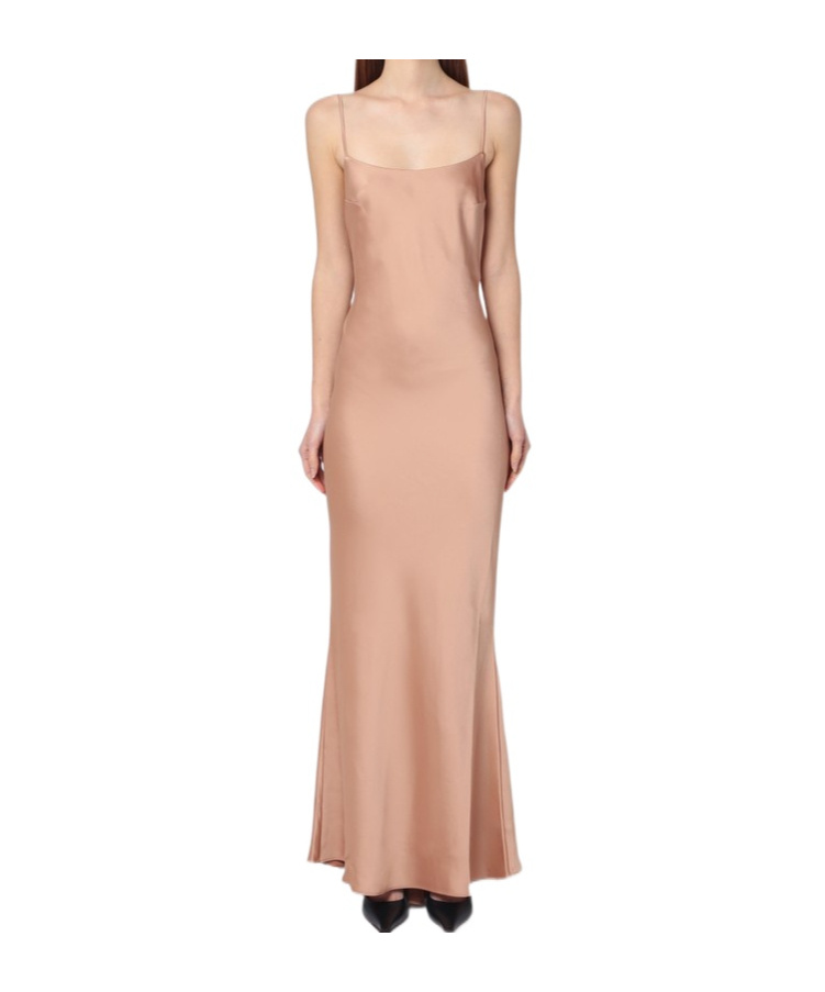 The Andamane Light Pink Dress With Back Draping Women In Nude
