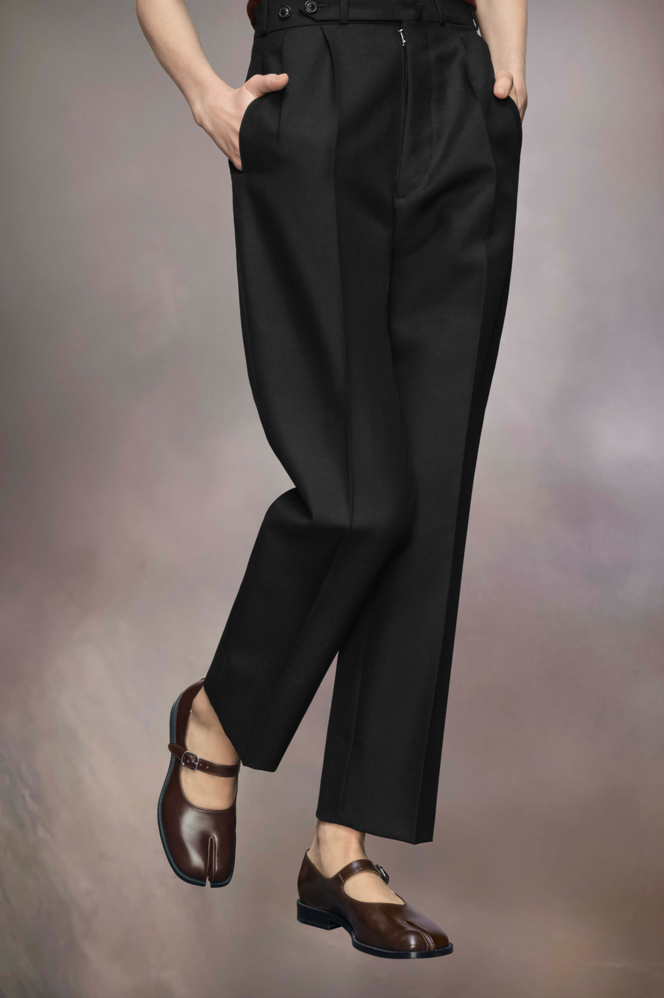 Shop Maison Margiela Tabi Mary-janes In Black