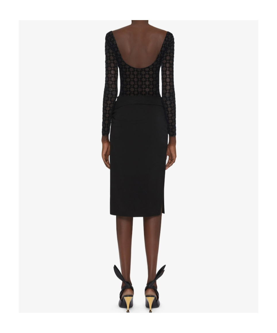 Givenchy Draped Dress In Jersey And Monogram 72 Tulle In Black