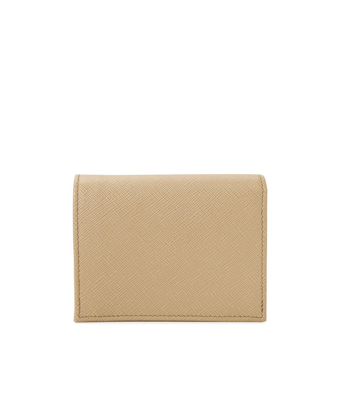 Prada Small Triangle-logo Plaque Leather Wallet In Nude