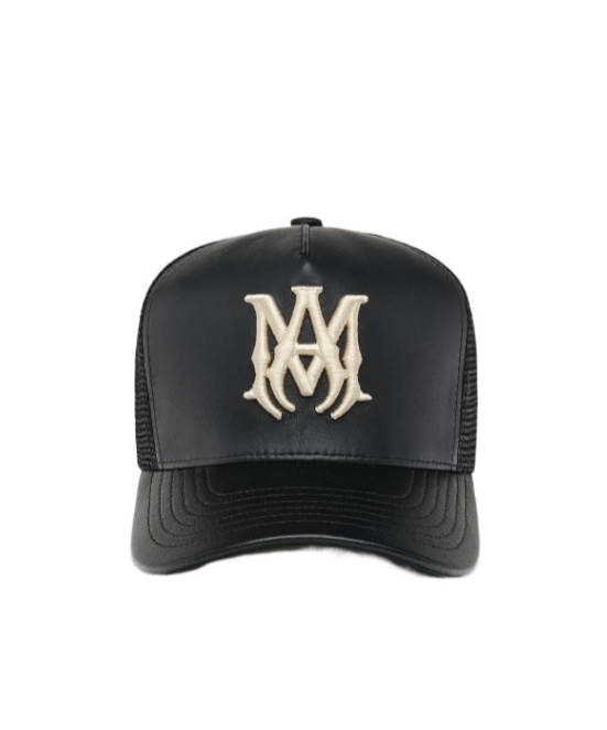 Amiri Leather Ma Trucker Hat In Black