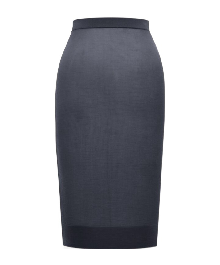 Saint Laurent Knitted Pencil Midi Skirt In Black