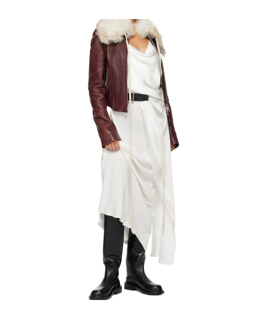 Ann Demeulemeester Long-sleeved Leather Jacket In White