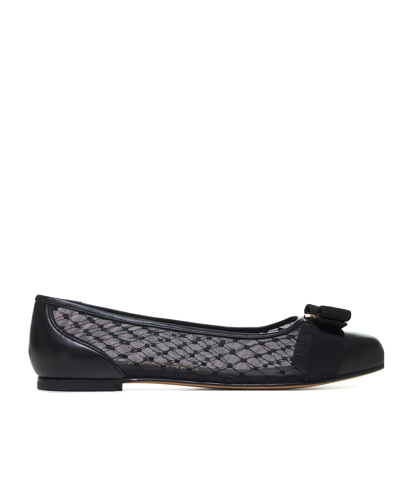 Ferragamo Varina Mesh Ballet Flats In Black
