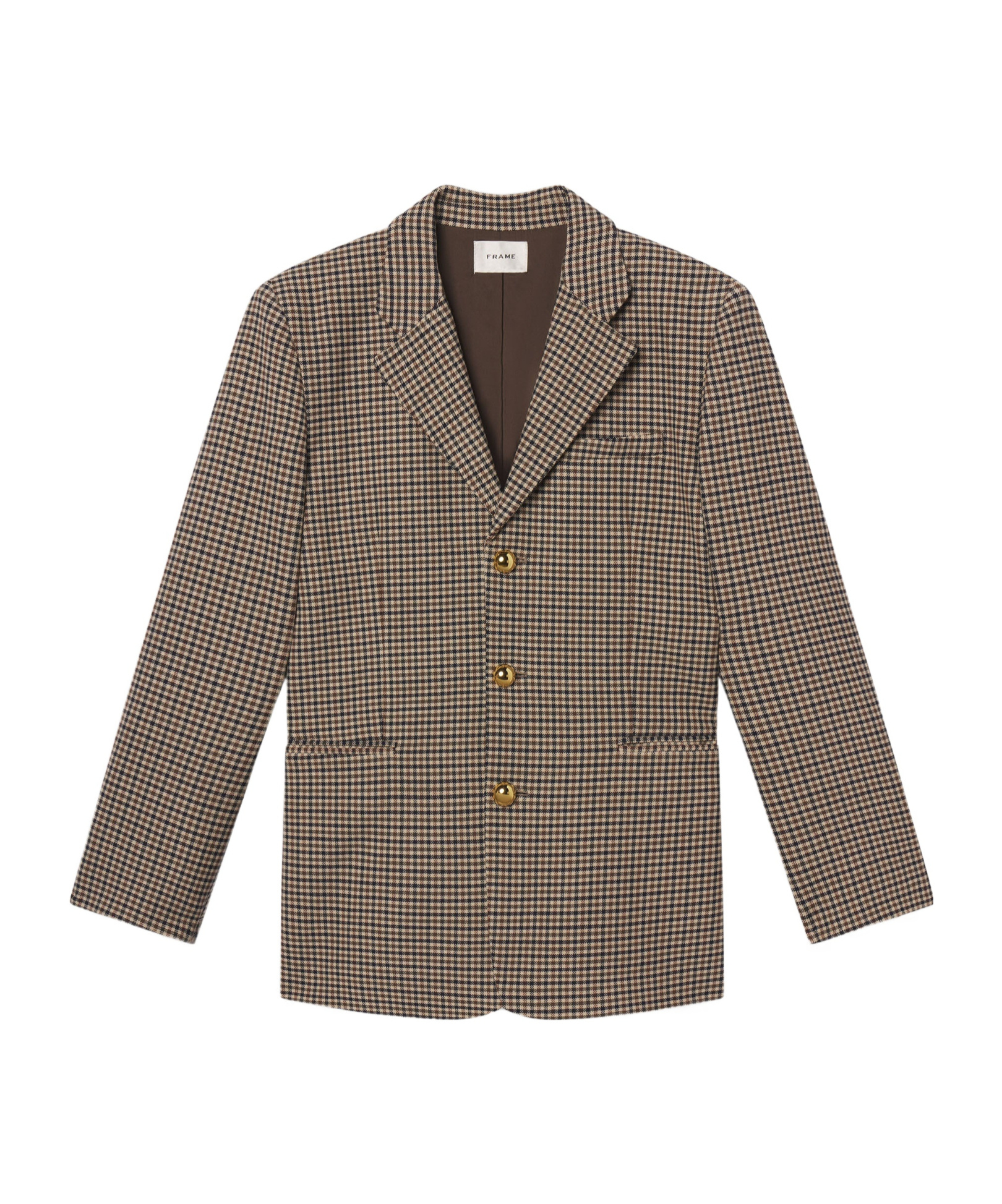 Frame Houndstooth Blazer In Brown