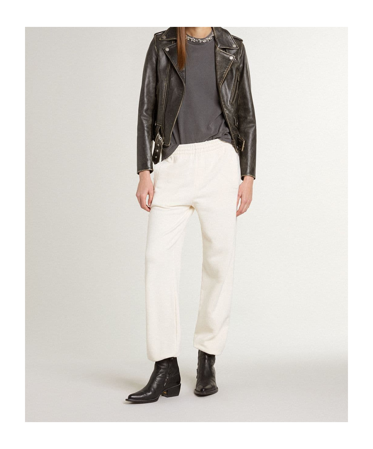 Golden Goose White Joggers In Gray