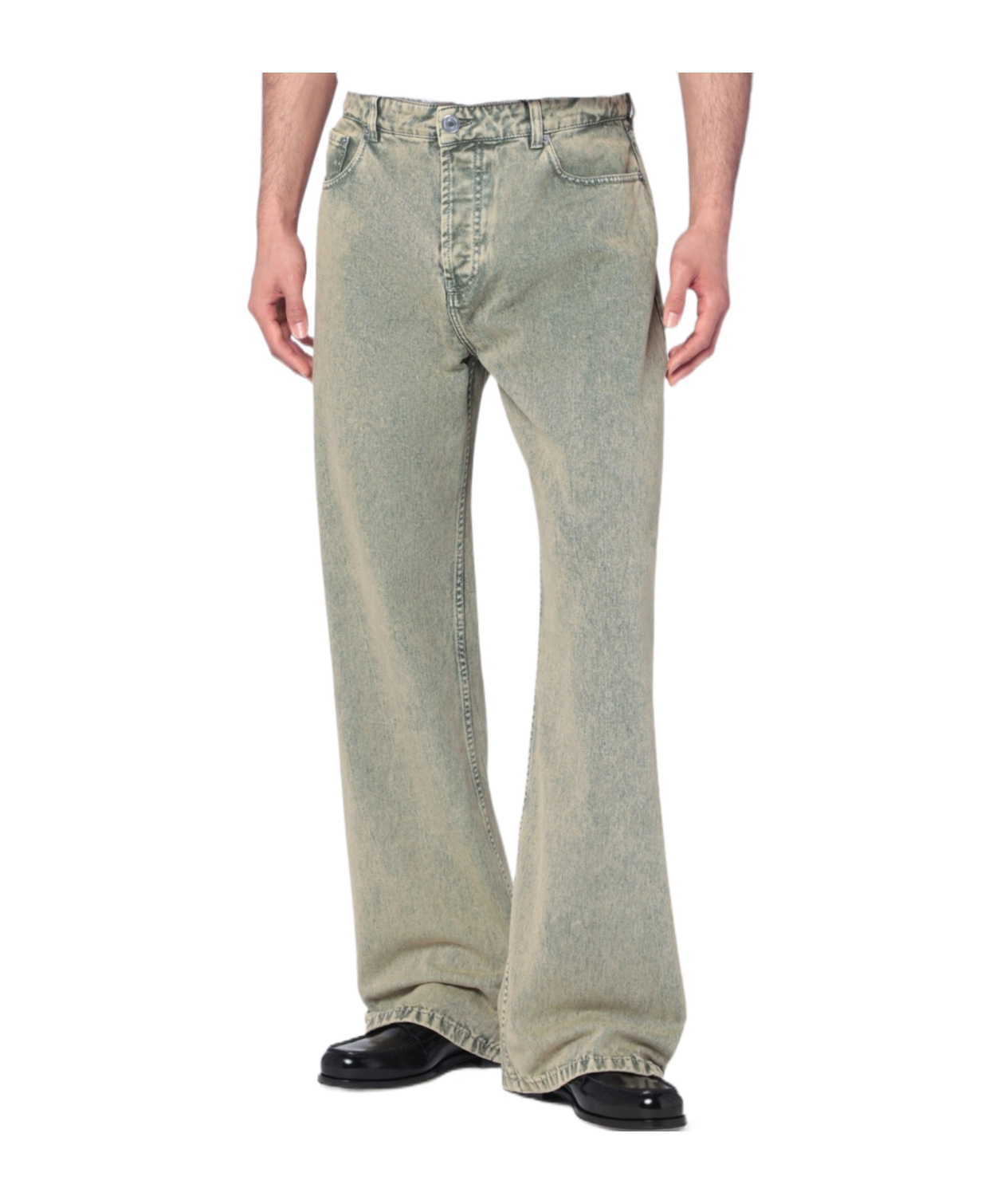 Ami Alexandre Mattiussi Laurel Green Faded Effect Jeans