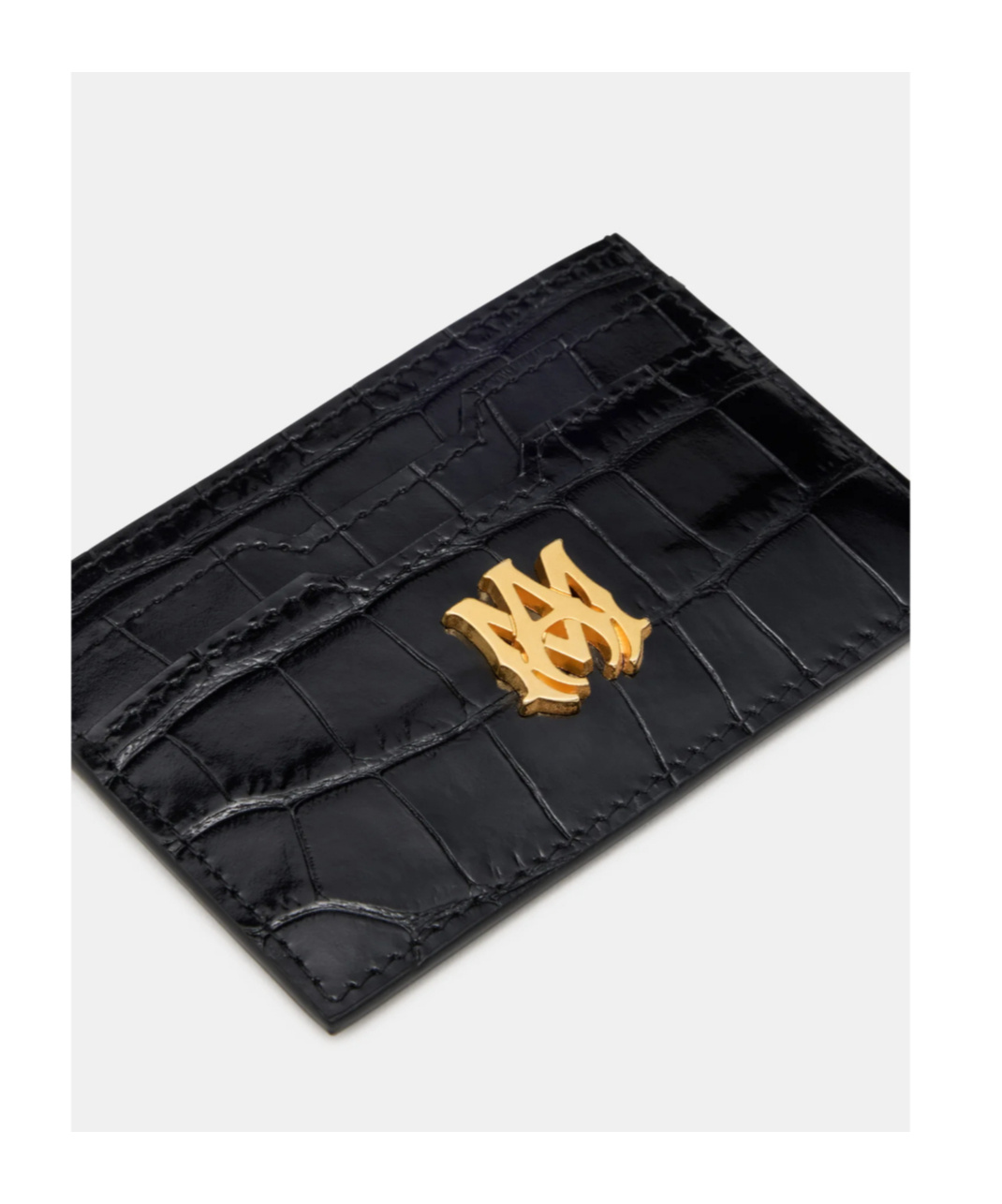 Amiri Croc Embossed Card Holder In Black