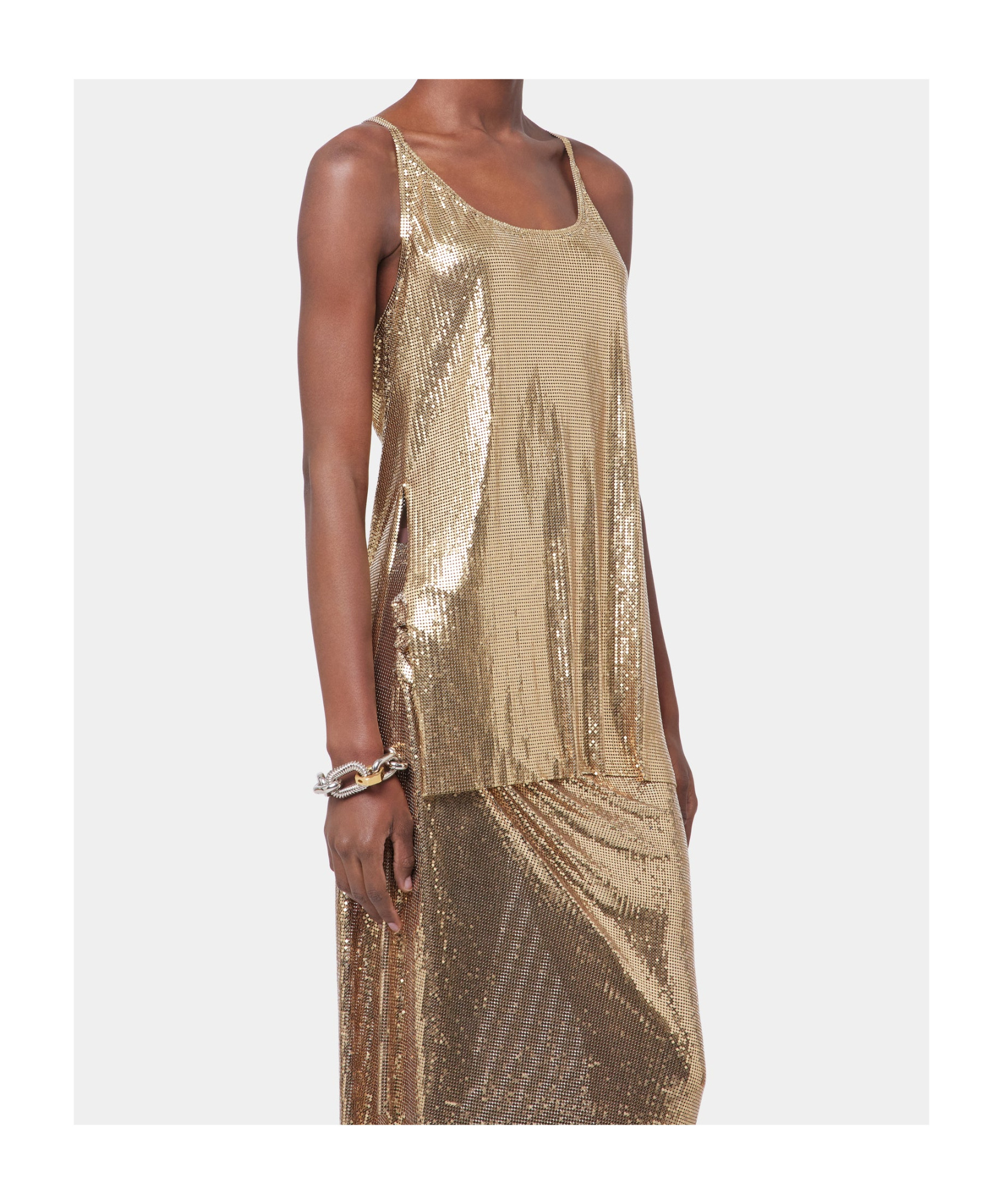 Rabanne Paco Haut Mini Mesh Printed Recto Verso In Nude