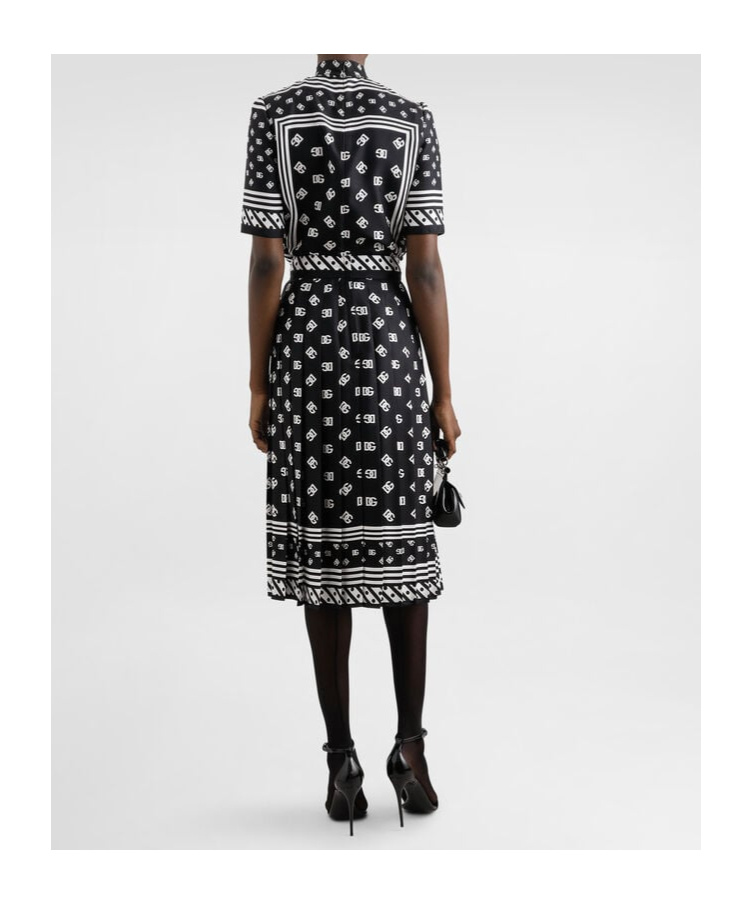 Dolce & Gabbana Monogram Midi Skirt In Black