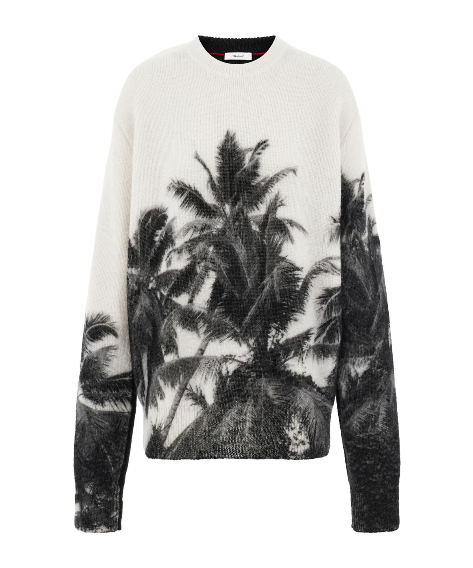 Ferragamo Palm-tree Print Sweatshirt In White