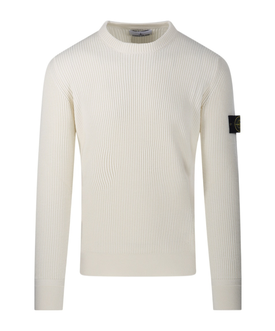 Stone Island Wool Blend Sweatshirt With Iconic Logo Patch And Timeless Design In White