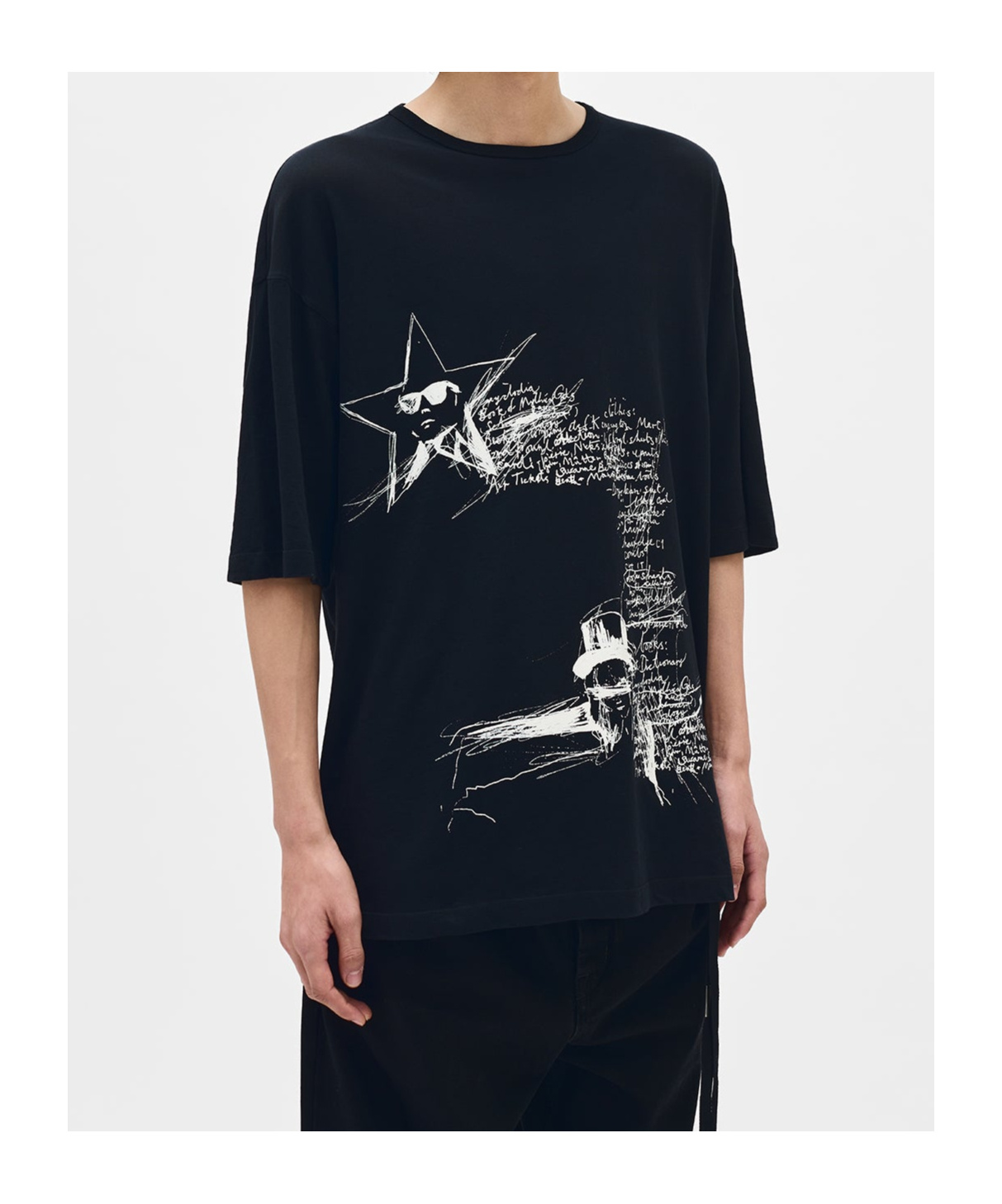 Ann Demeulemeester Black Dieter Sketchbook High Comfort T-shirt In Black