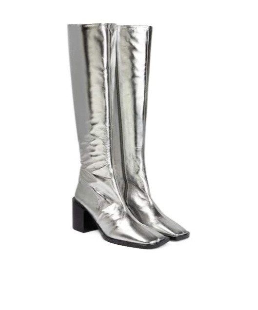 Jil Sander Metallic Leather Knee-high Boots In Gray