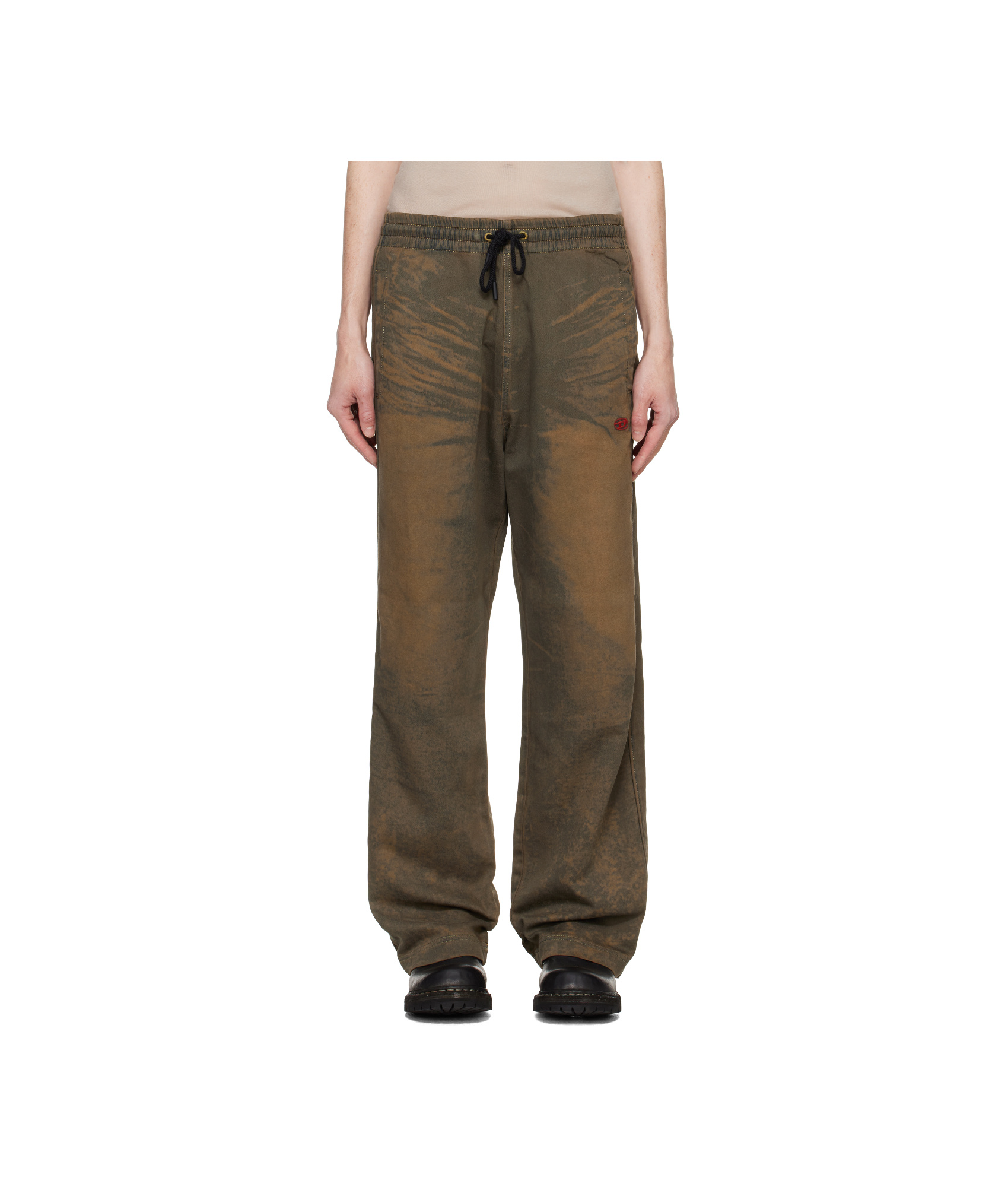 Diesel Elastic Waistband Sweatpants In Brown