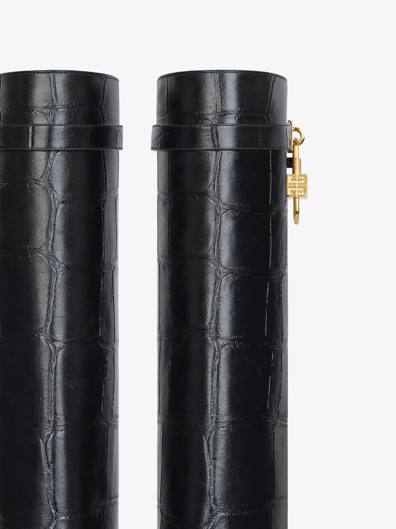 Givenchy Shark Lock Boots In Crocodile Effect Leather In Black