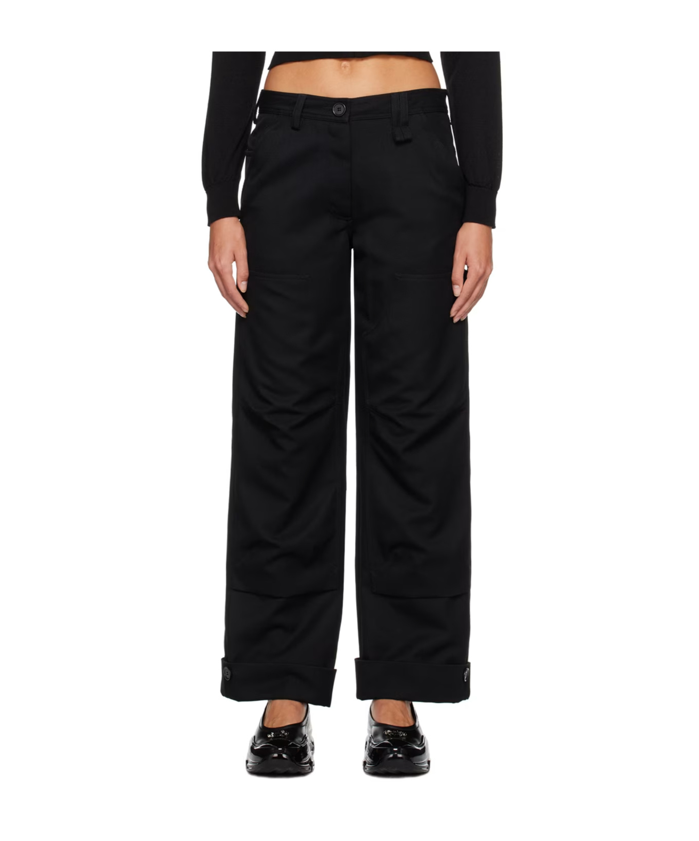 Simone Rocha Virgin Wool-blend Wide-leg Trousers In Black