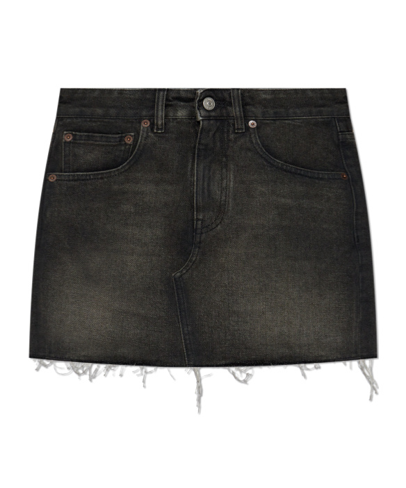 Shop Mm6 Maison Margiela Rear Slit Denim Skirt In Black