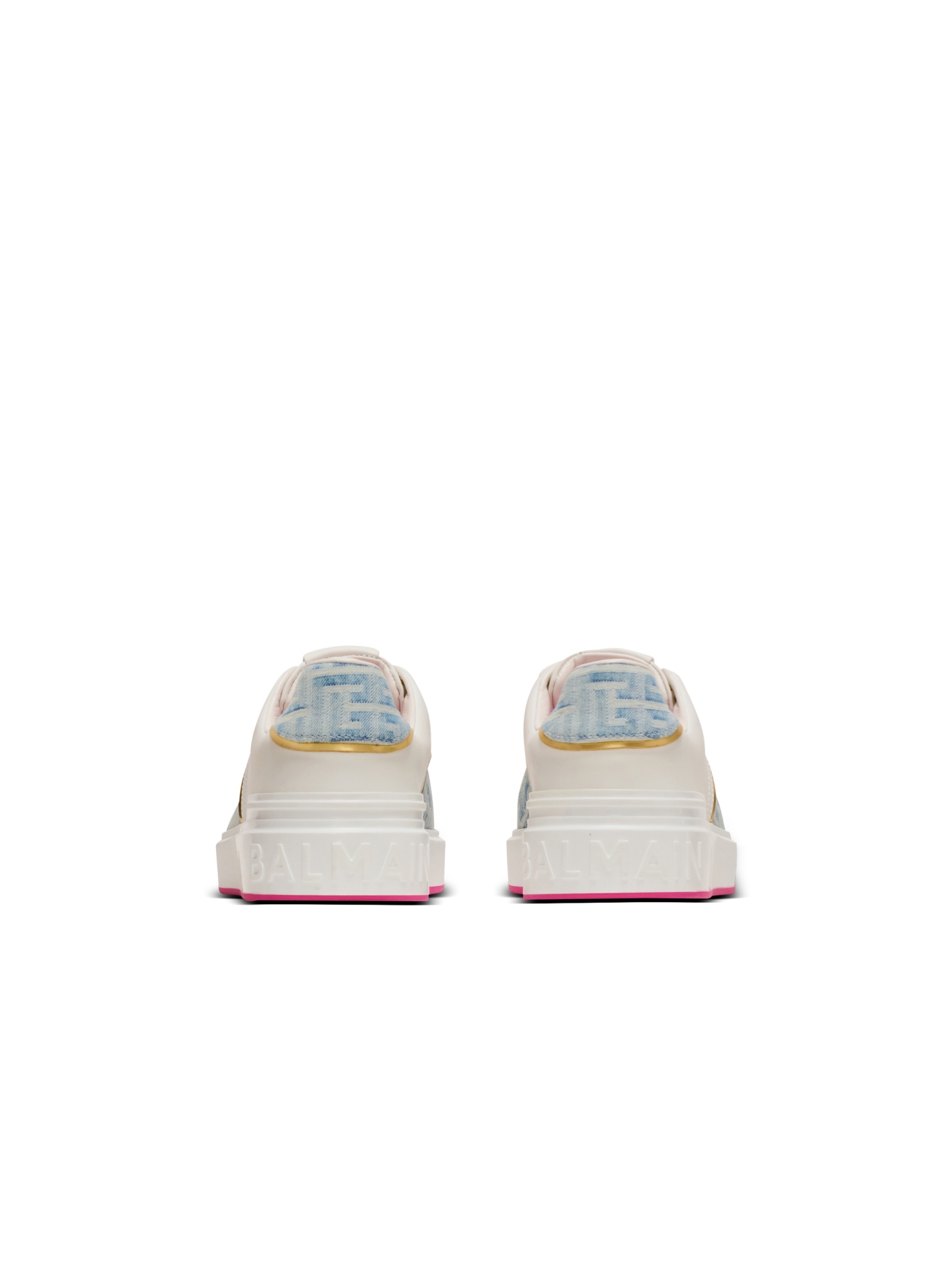 Balmain B-court Panelled Leather Sneakers In White