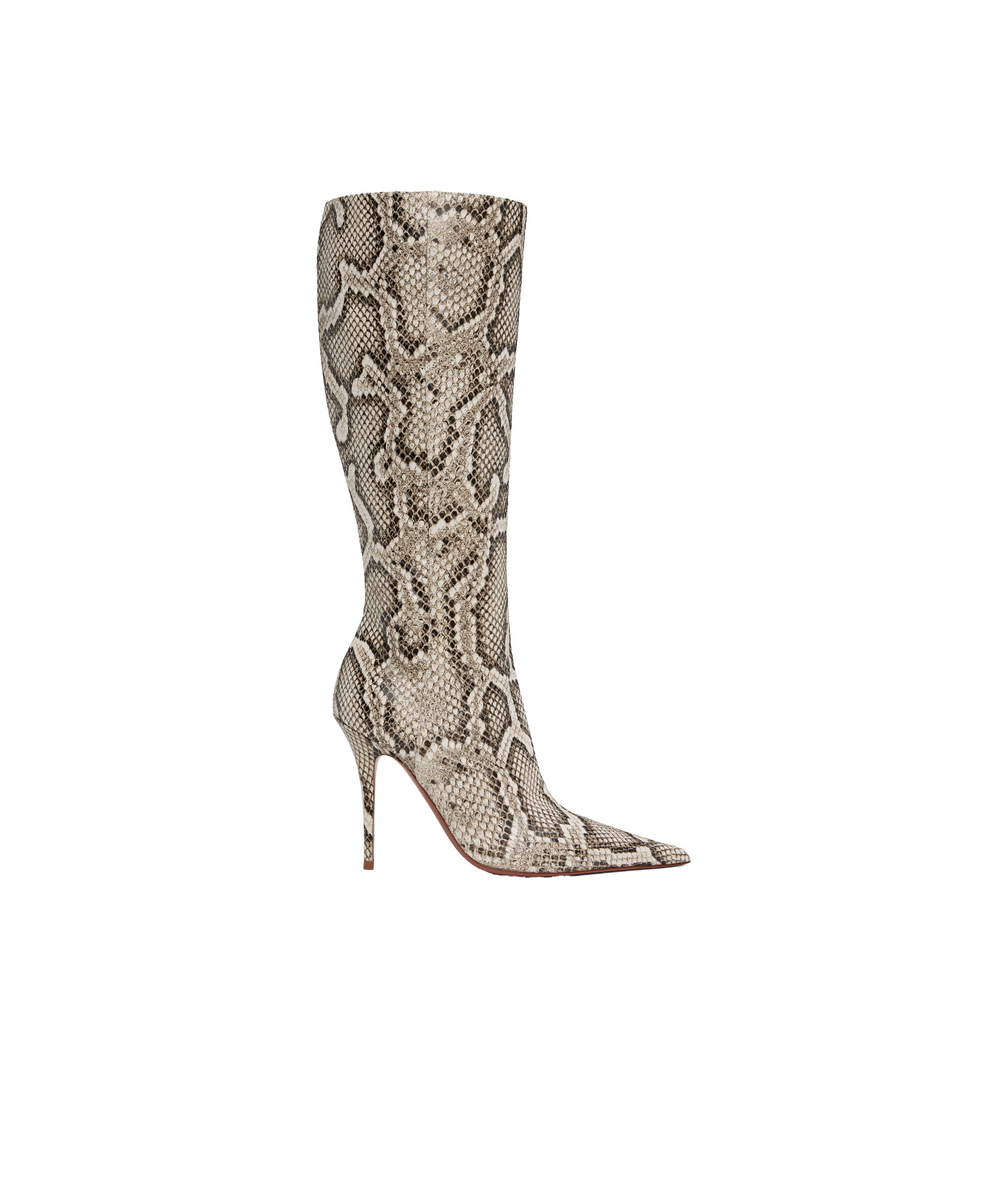 Amina Muaddi Patent Leather Barbara Boots 105 In Neutral