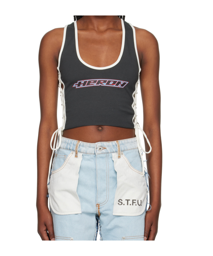 Heron Preston Logo-print Lace-up Top In Multi