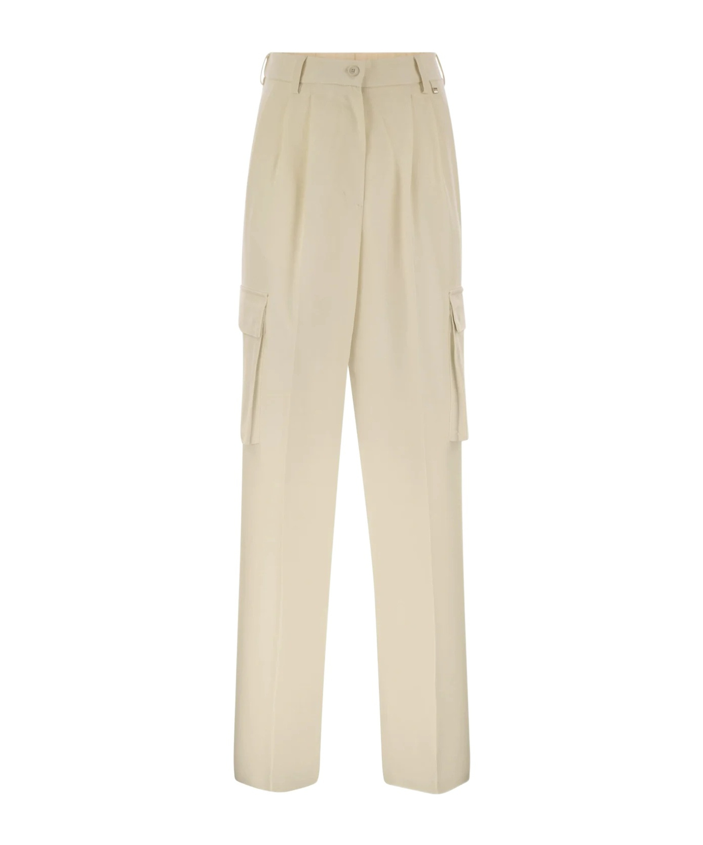 Herno Women Cargo Trousers In Wool And Viscose Blend In Neutral