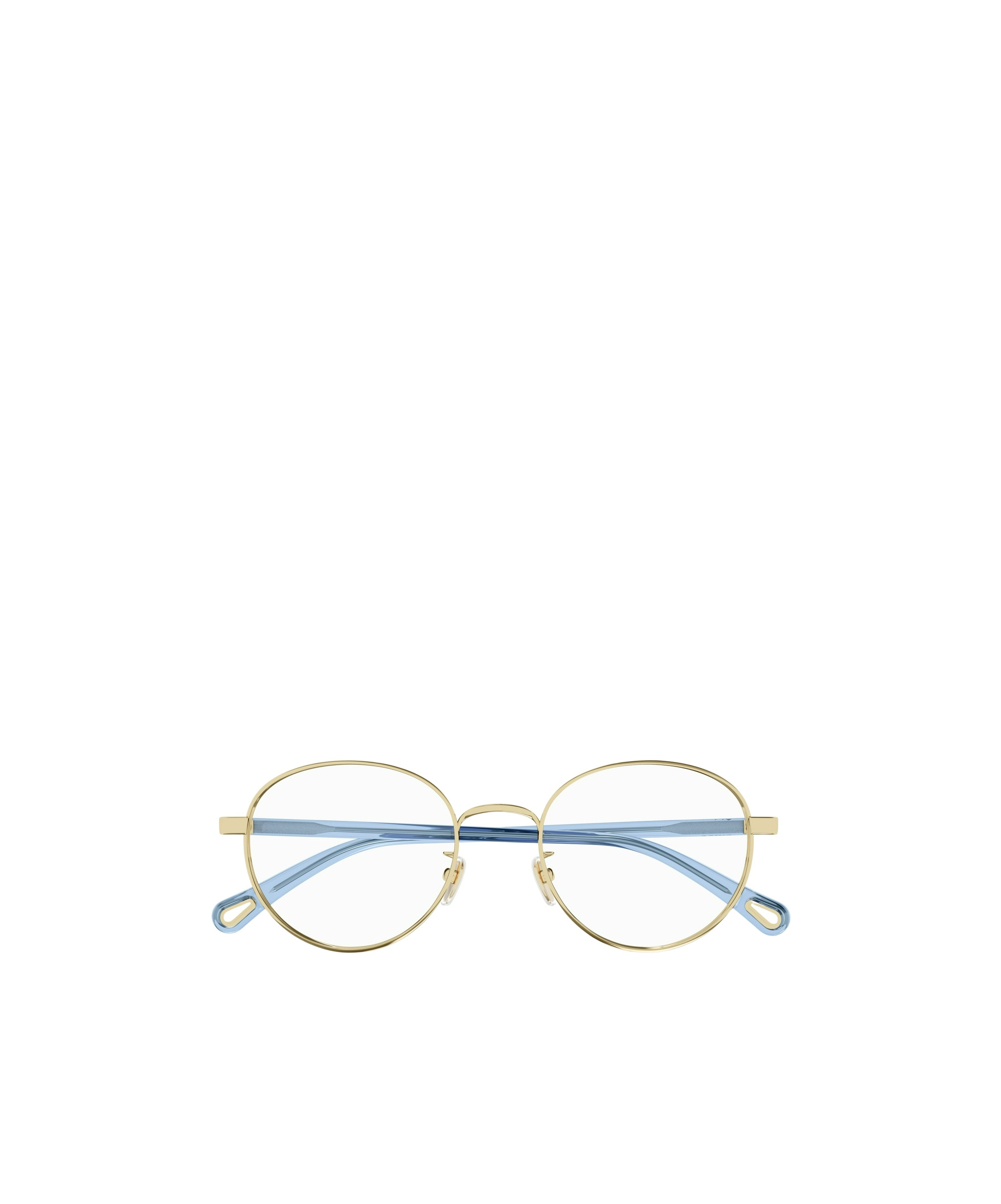 Chloé Logo-engraved Round-frame Glasses In Blue