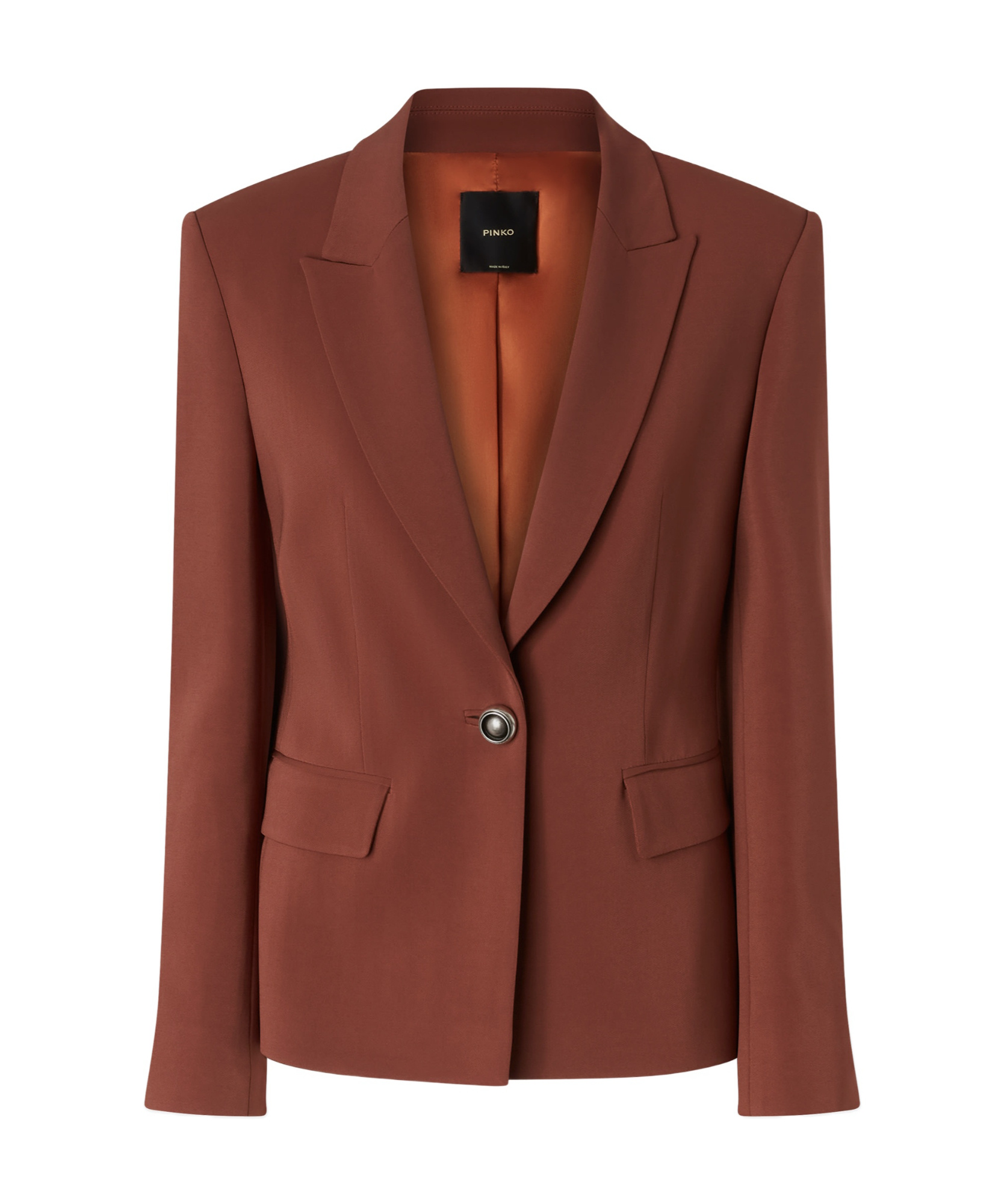 Pinko Gente Single-breasted One Button Jacket In Burnt Orange