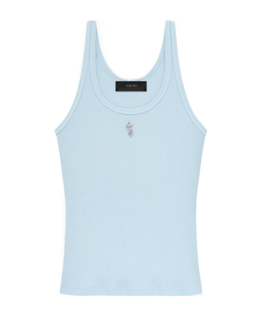 Amiri Ribbed Tank Top In Blue