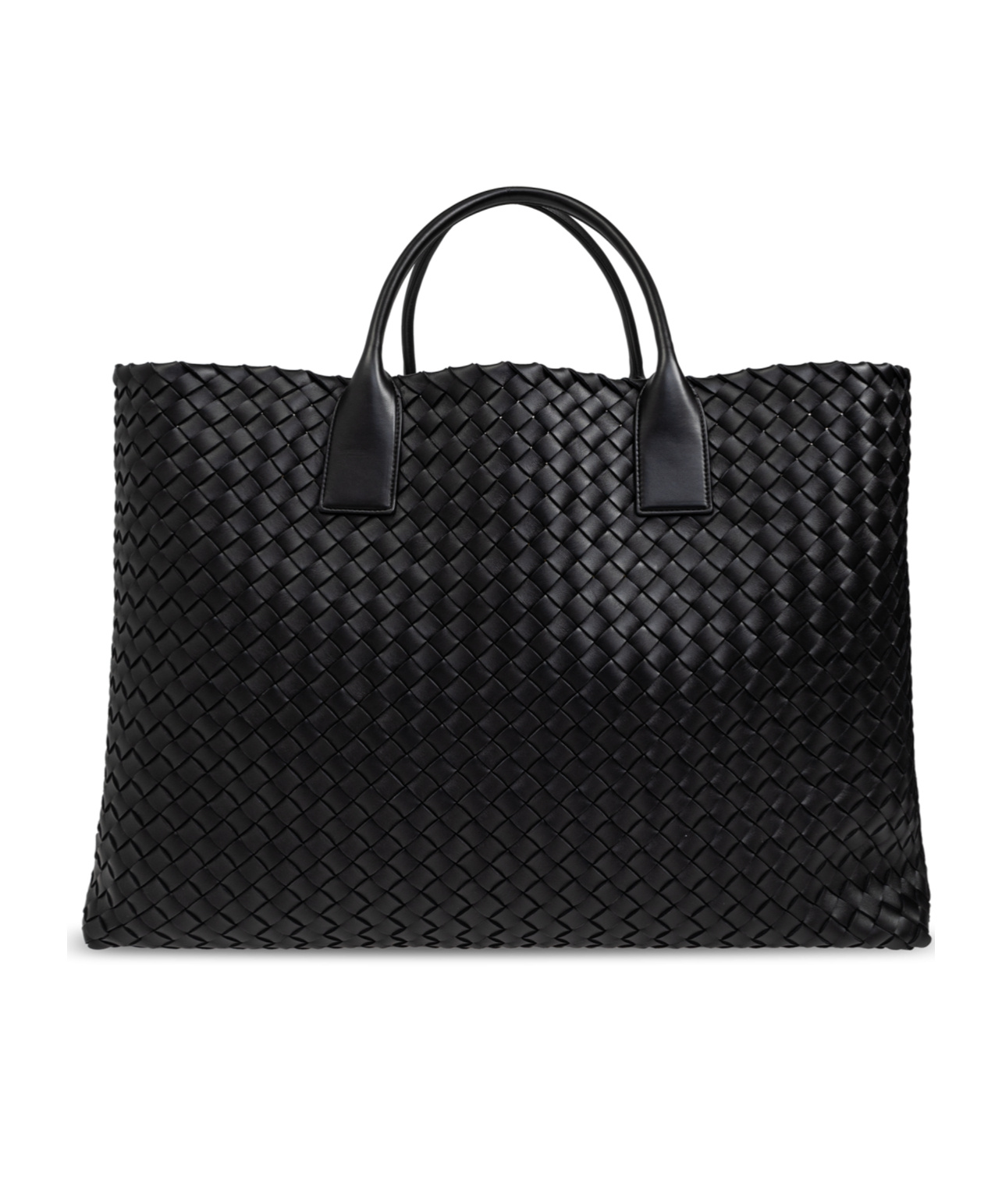 Bottega Veneta Maxi Cabat Knitted Handbag In Black