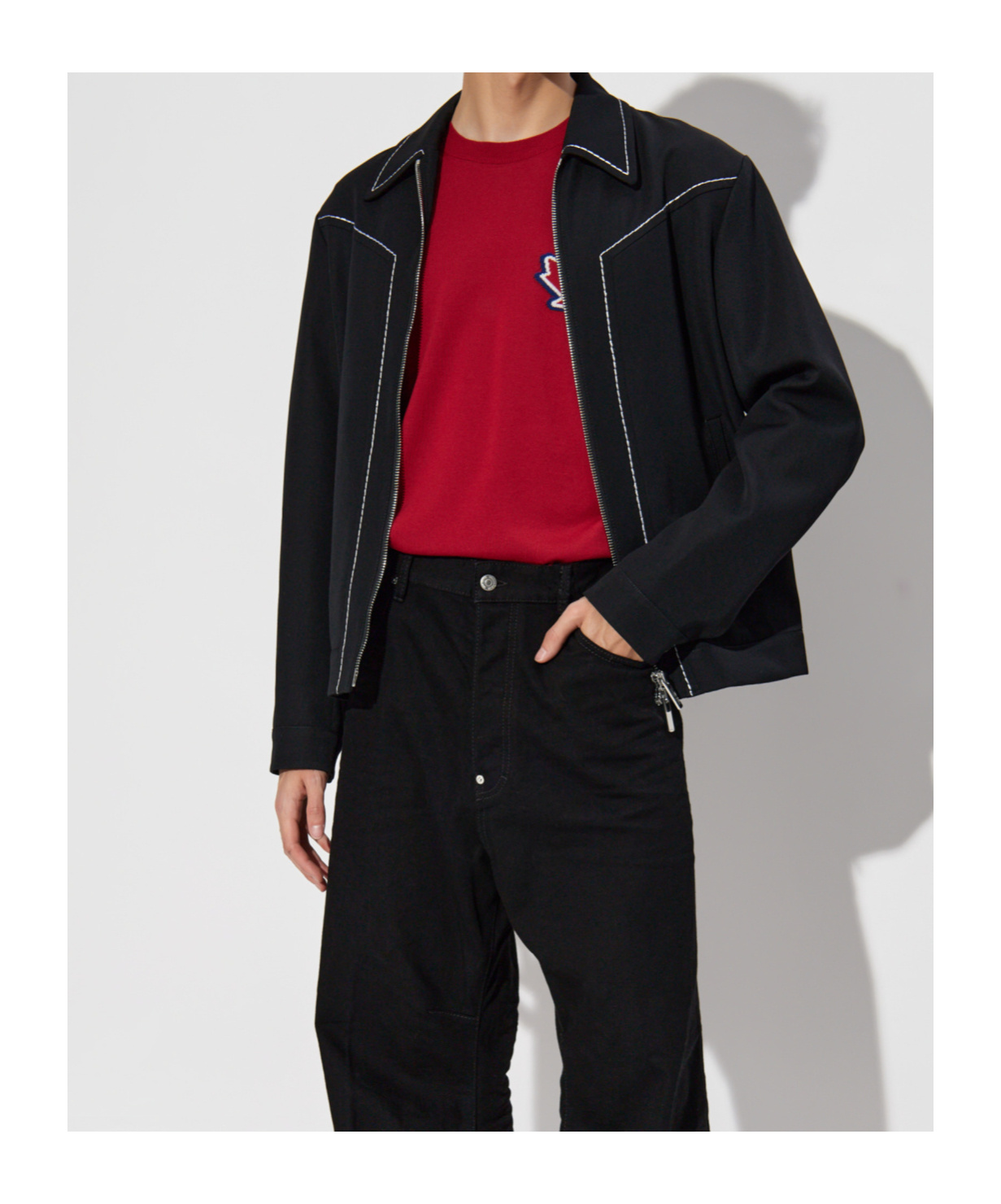 Dsquared2 Topstitched Wool Jacket In Black