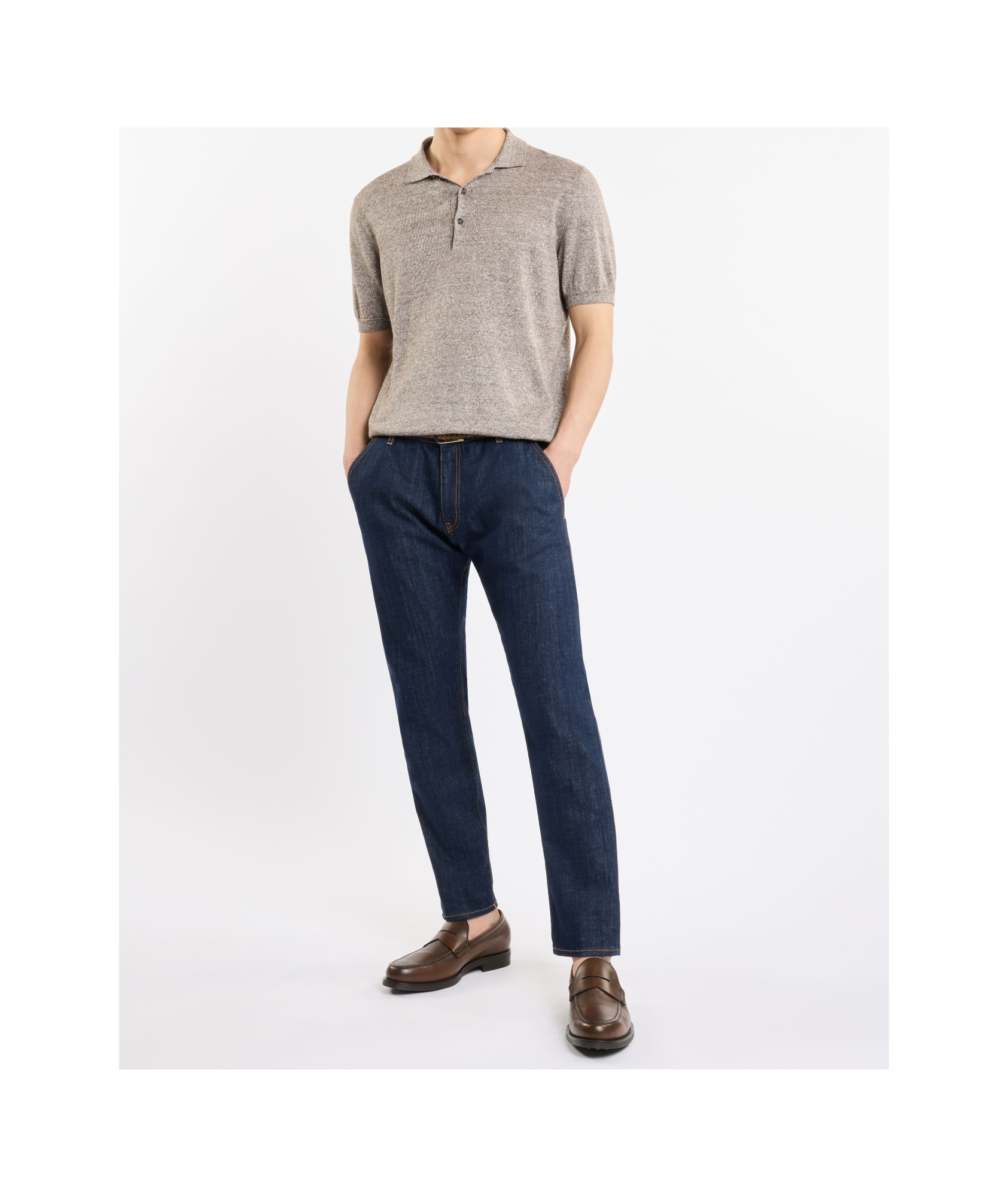Fay Short-sleeved Polo Shirt In Nude