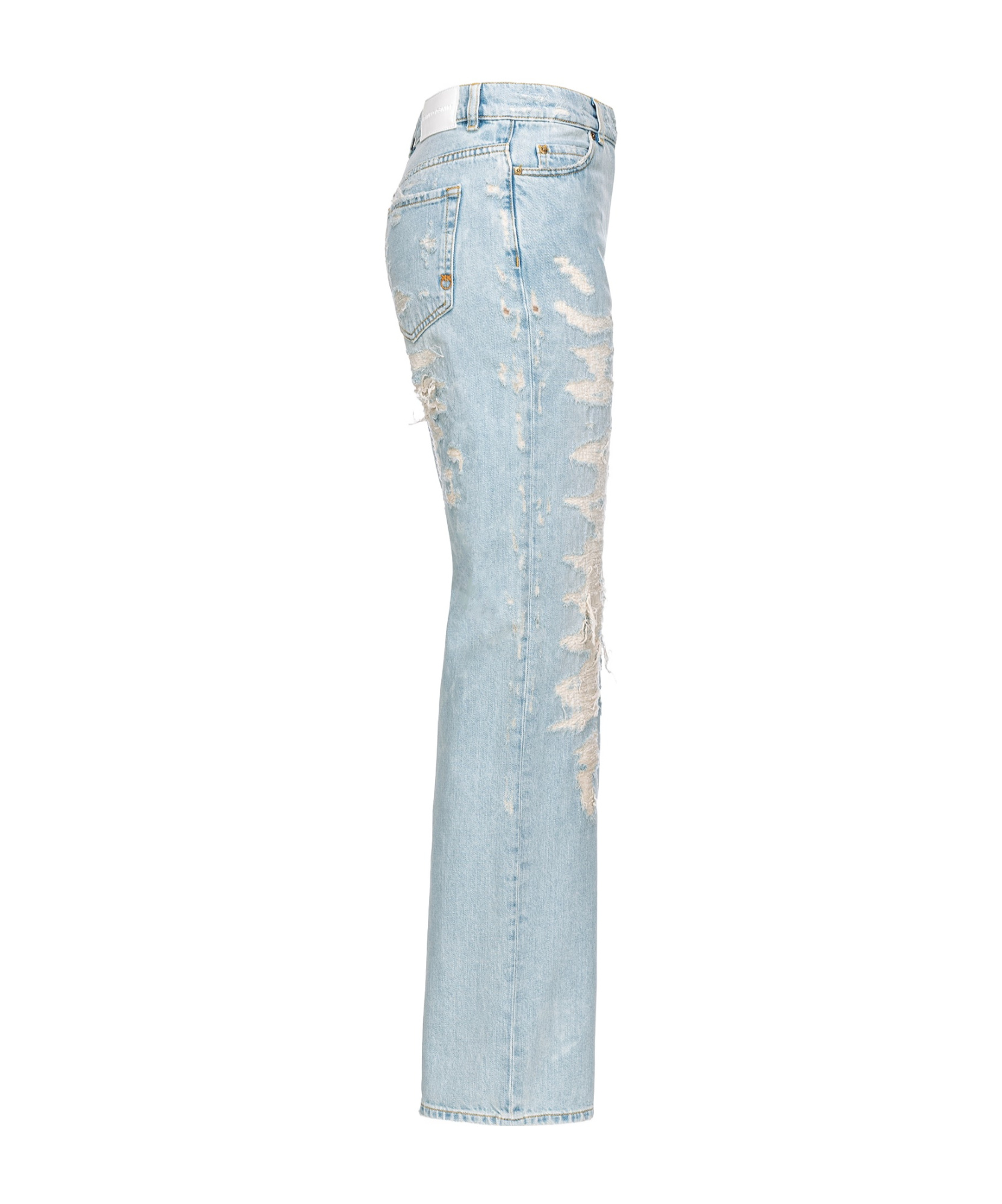 Pinko Distressed Straight-leg Jeans In Gray
