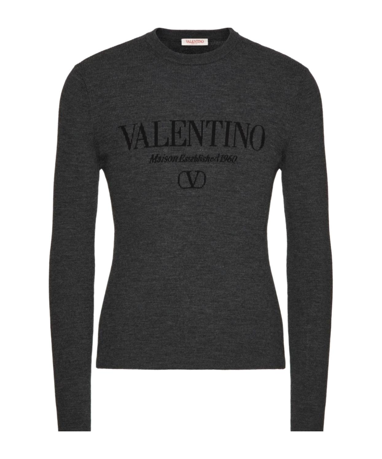 Shop Valentino Logo-intarsia Virgin-wool Jumper In Black