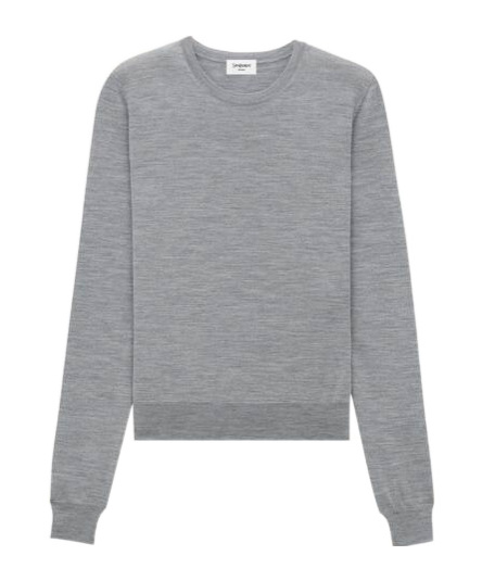 Saint Laurent Crew Neck Long Sleeve Sweatshirt In Gray