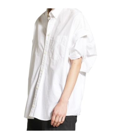 Balenciaga Pocketed Short Sleeve Shirt With Curved Hem In White