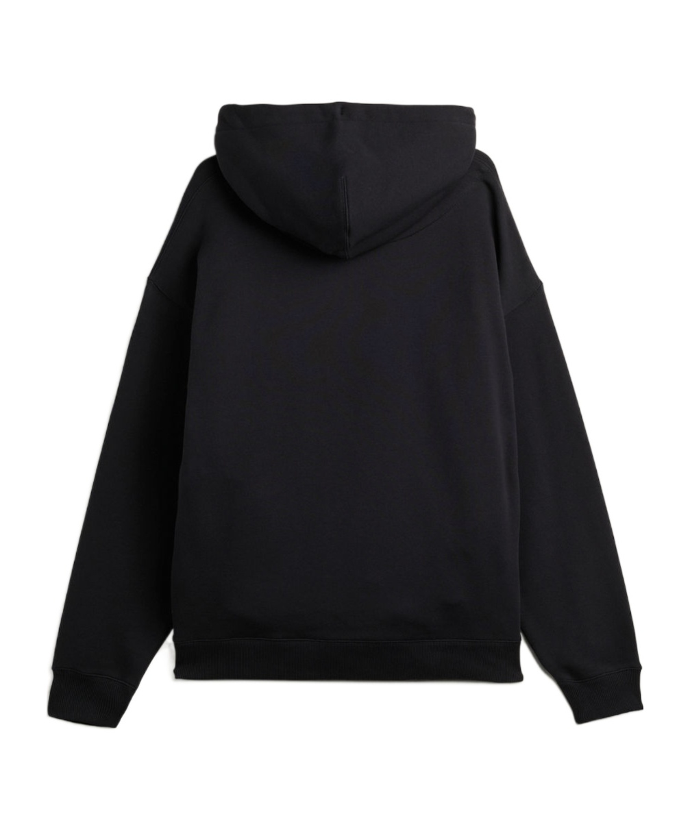 Y-3 Graphic-print Black Cotton Hoodie With Drawstring Hood In Black