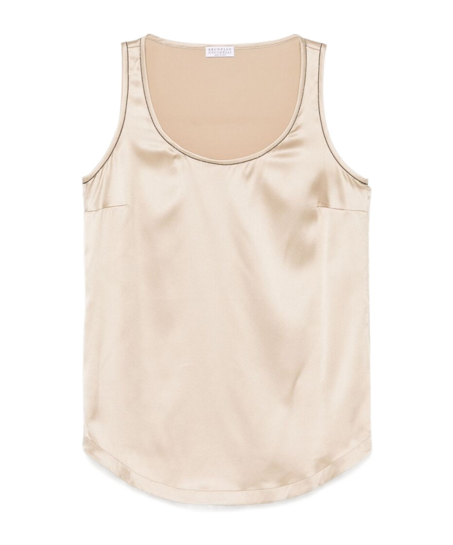 Brunello Cucinelli Monili Chain-detail Tank Top In Nude