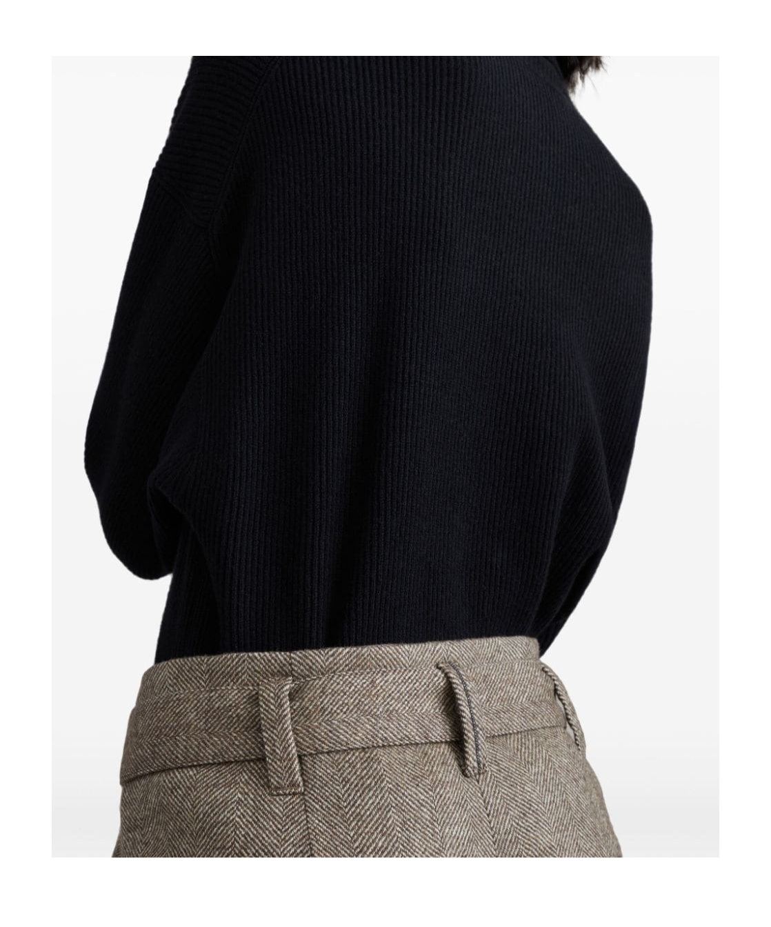Brunello Cucinelli Herringbone-pattern Pressed-crease Trousers In Gray