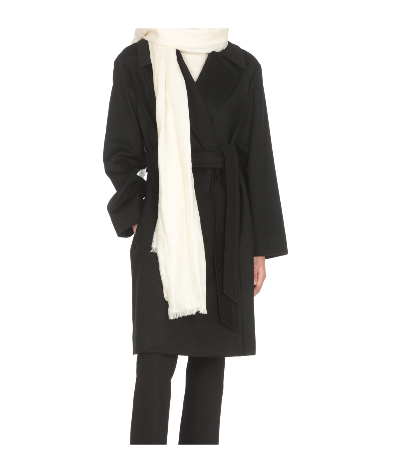 Max Mara Totem Wrap Coat In Black