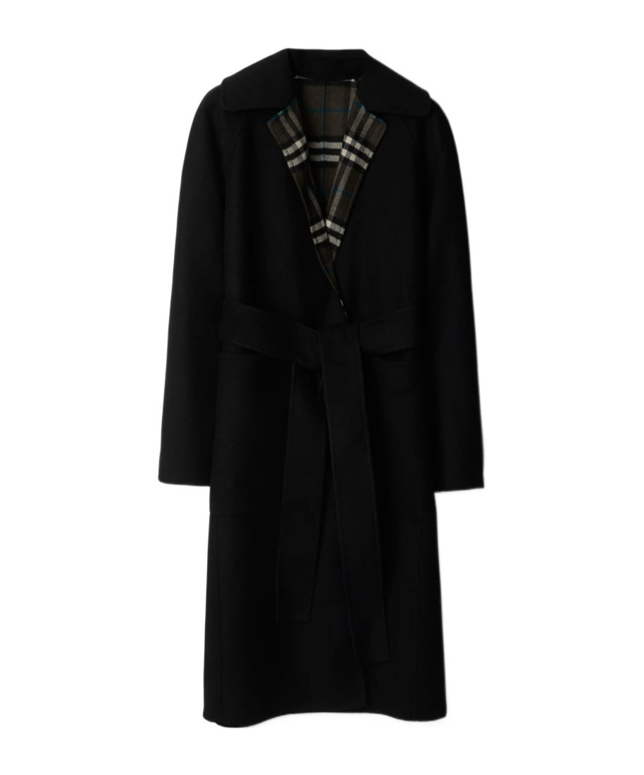 Burberry Mid-length Reversible Wool Car Coat In Black